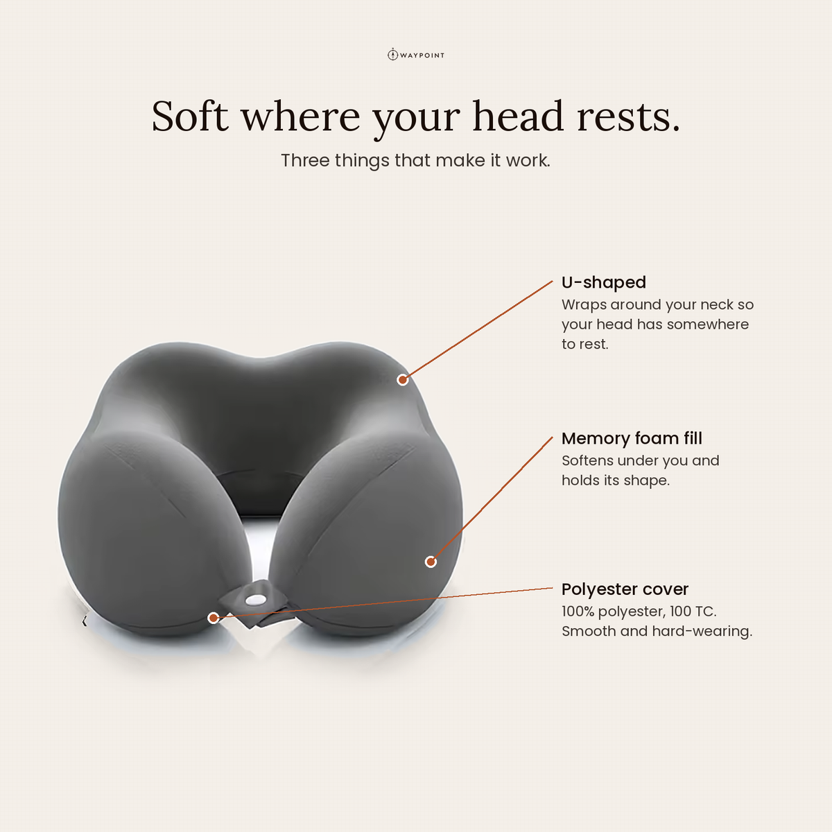 Memory Foam Travel Neck Pillow with Storage Case — Anchor by Waypoint