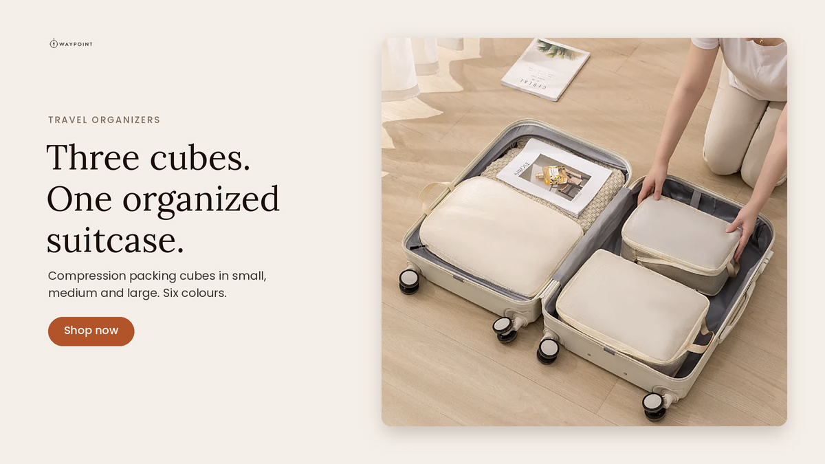 Bunk compression packing cubes. Three cubes. One organized suitcase. Choose your set.